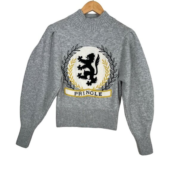 H&M X Pringle of Scotland Knit Mock-Turtleneck Sweater Collaboration Gray Sz XS - Picture 2 of 8